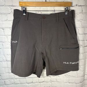 HUK Shorts Large Men's Gray Next Level Quick-Drying Performance Fishing Shorts